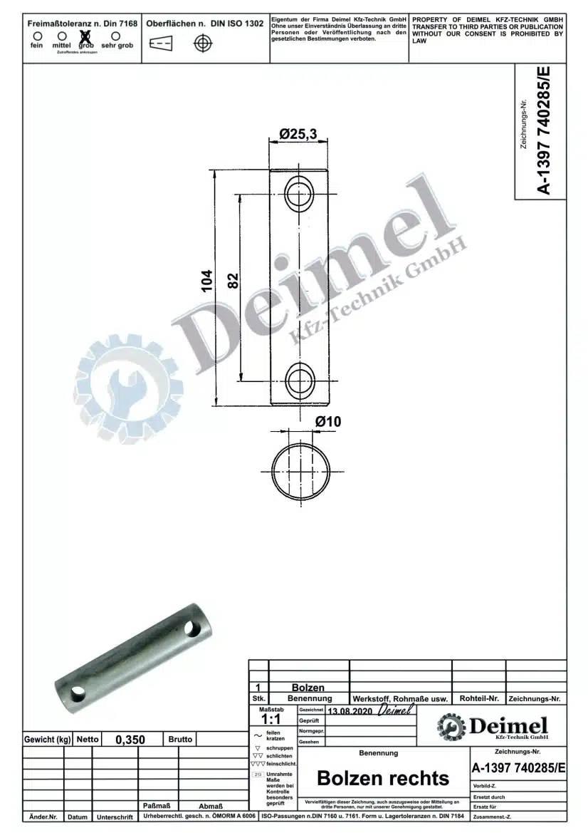 Bolzen Unterlenker 25mm lang – Bild 2