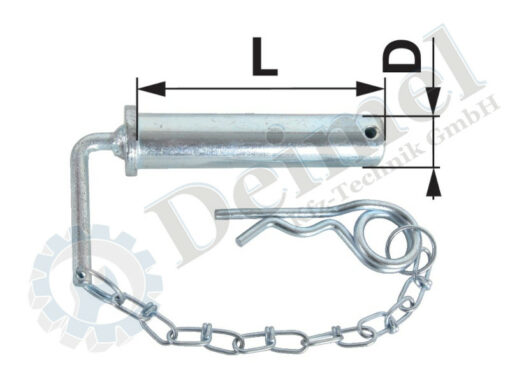 Anhängernagel mit Vorstecker, Länge L= 145mm, Durchmesser D= 32mm