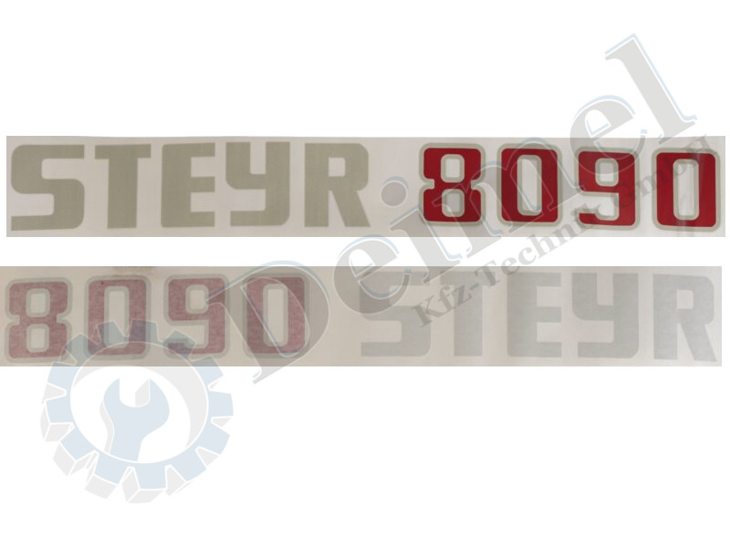 Aufklebersatz Motorhaube Schriftzug Steyr 8090, Links und Rechts